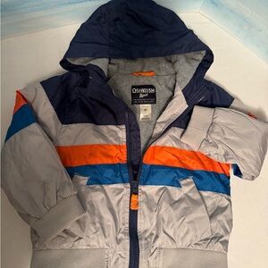 OshKosh B'gosh Boys 3T Navy, Orange and Gray Hooded Jacket